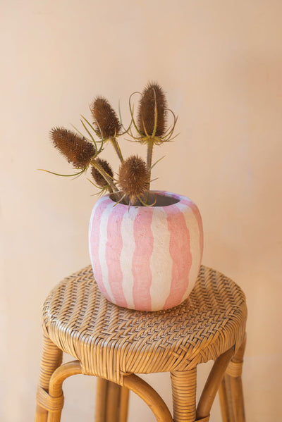 Ian Snow Ltd Pink Stripe Catran Pot