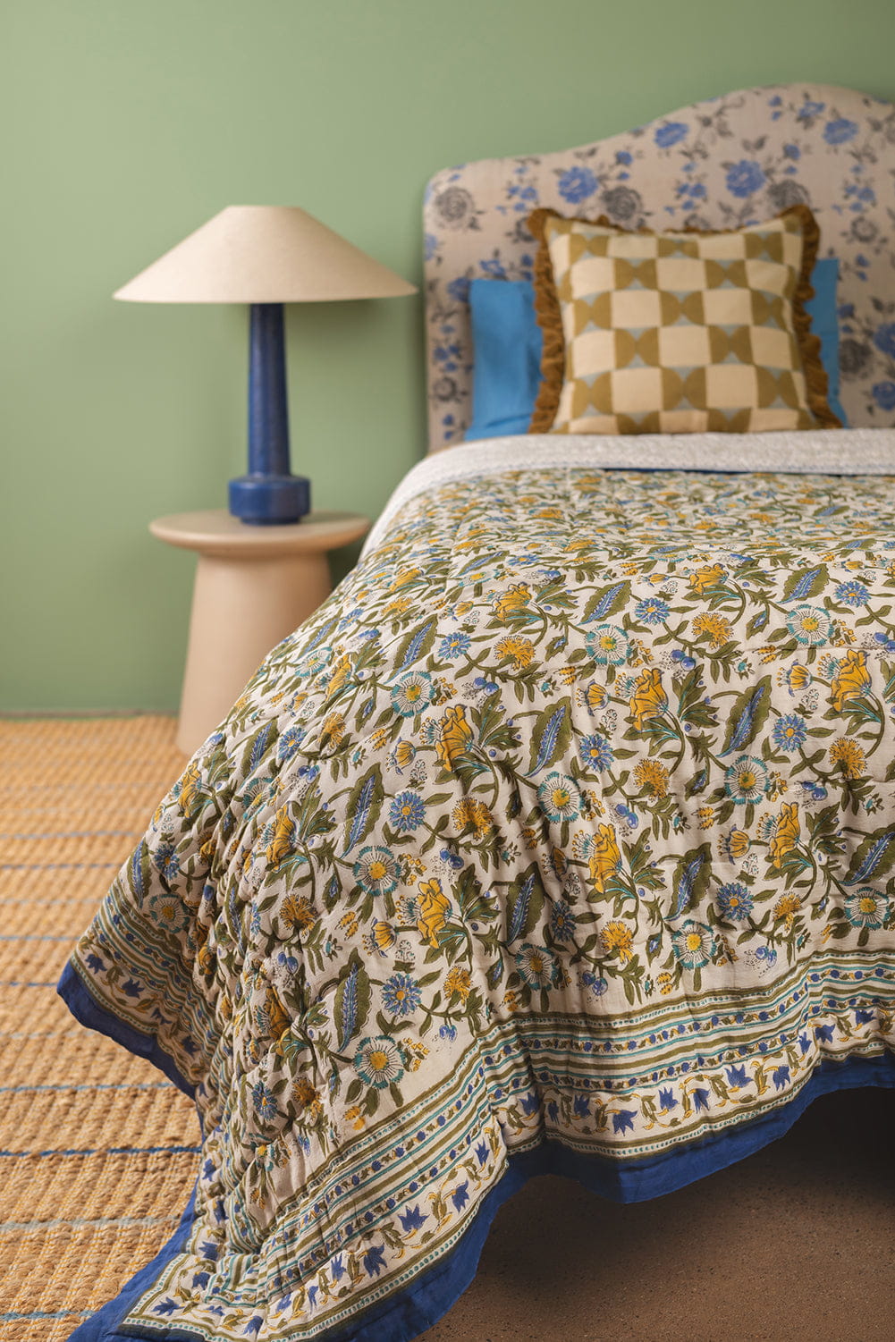 Ian Snow Ltd Lillian Hand Block Print Cotton Quilt