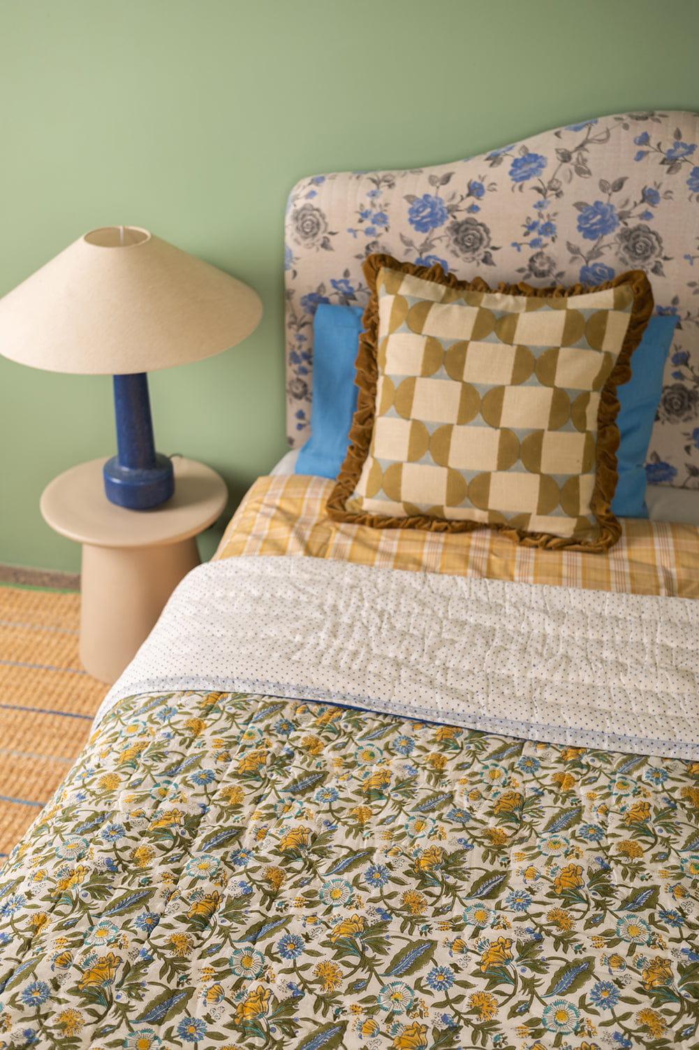 Ian Snow Ltd Lillian Hand Block Print Cotton Quilt