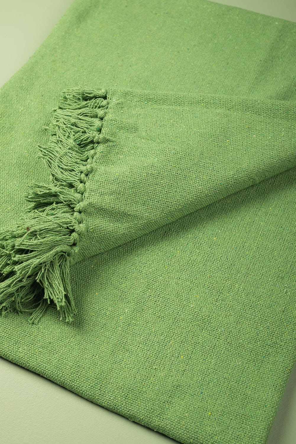 Ian Snow Ltd Green 100% Recycled Cotton Block Colour Throw