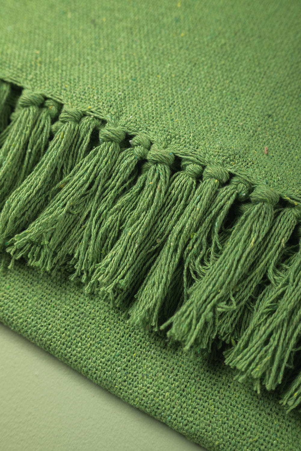 Ian Snow Ltd Green 100% Recycled Cotton Block Colour Throw