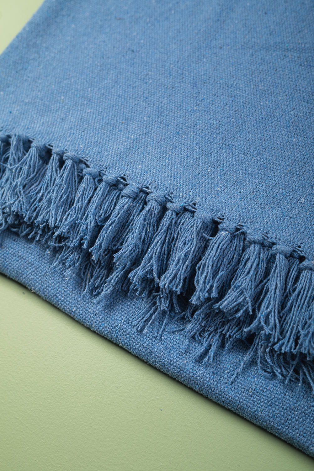 Pale Blue Recycled Cotton Block Colour Throw – MYAKKA