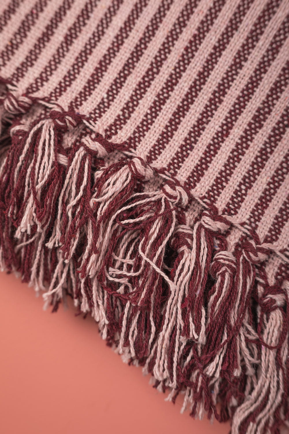 Ian Snow Ltd Plum & Dusty Rose 100% Recycled Cotton Striped Throw