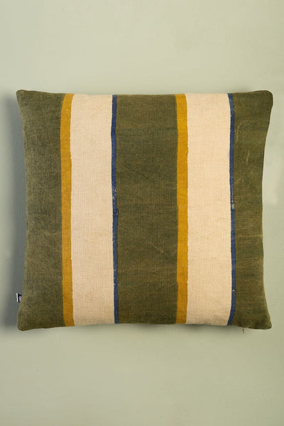 Ian Snow Ltd Hunter Green Stripe Block Print Cushion Cover Unfilled