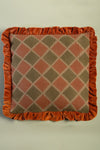 Ian Snow Ltd Rust & Sage Harlequin Block Print Cushion Cover Unfilled