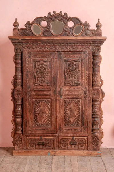 Ian Snow Ltd Elaborately Carved Vintage Cabinet with Mirrors