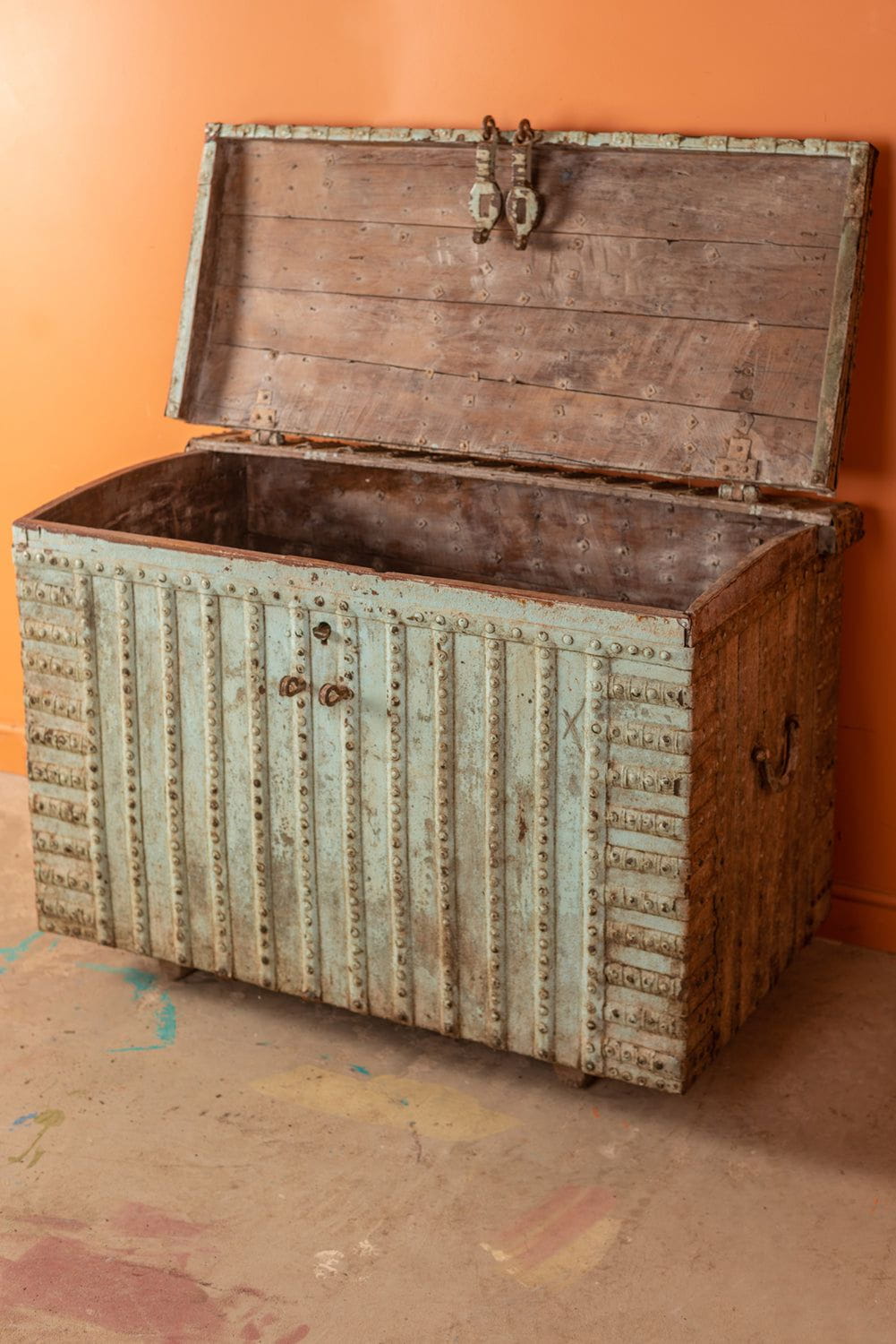 Ian Snow Ltd Vintage Rajasthani Blue Wheel Chest