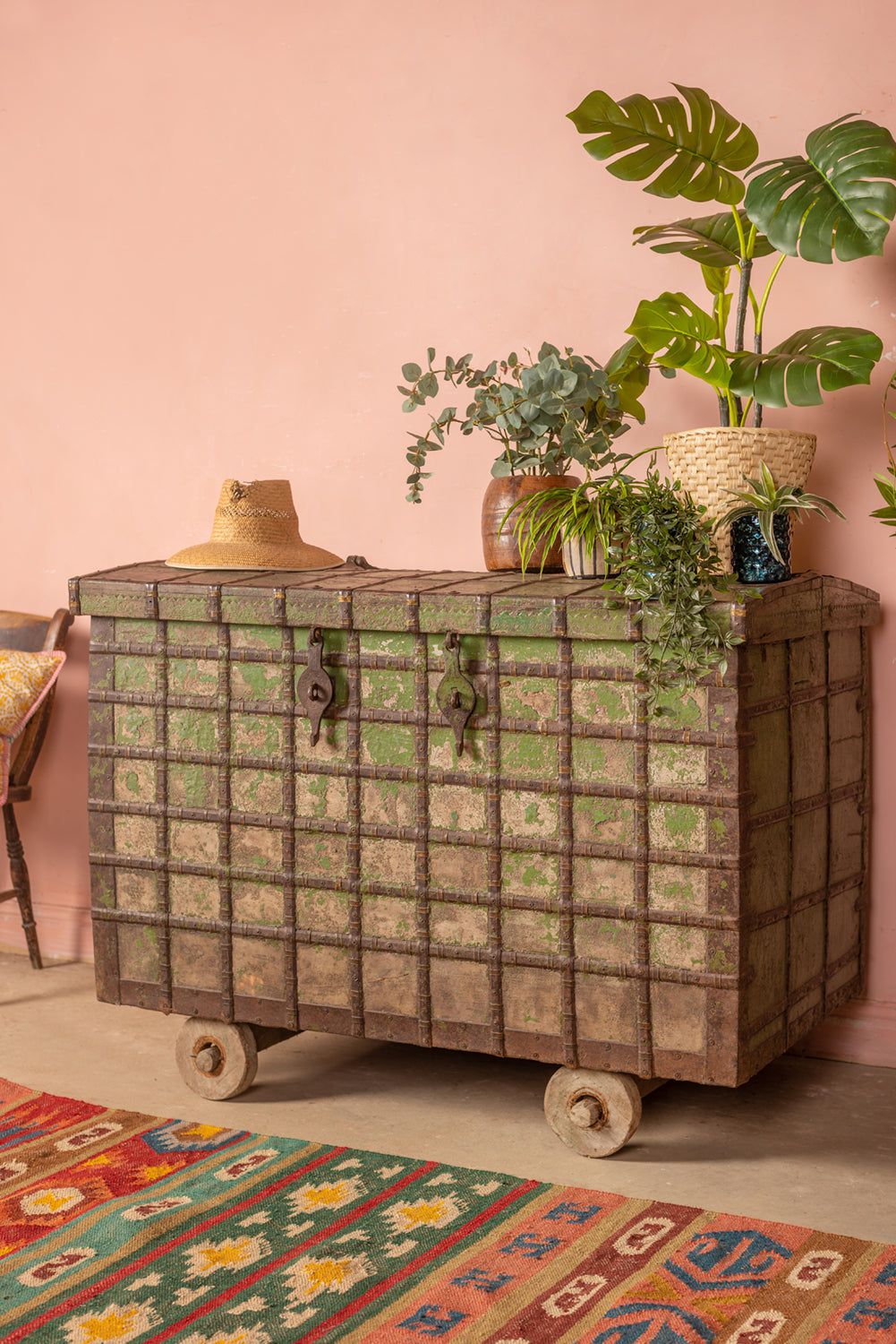 Ian Snow Ltd Vintage Rajasthani Wheel Chest