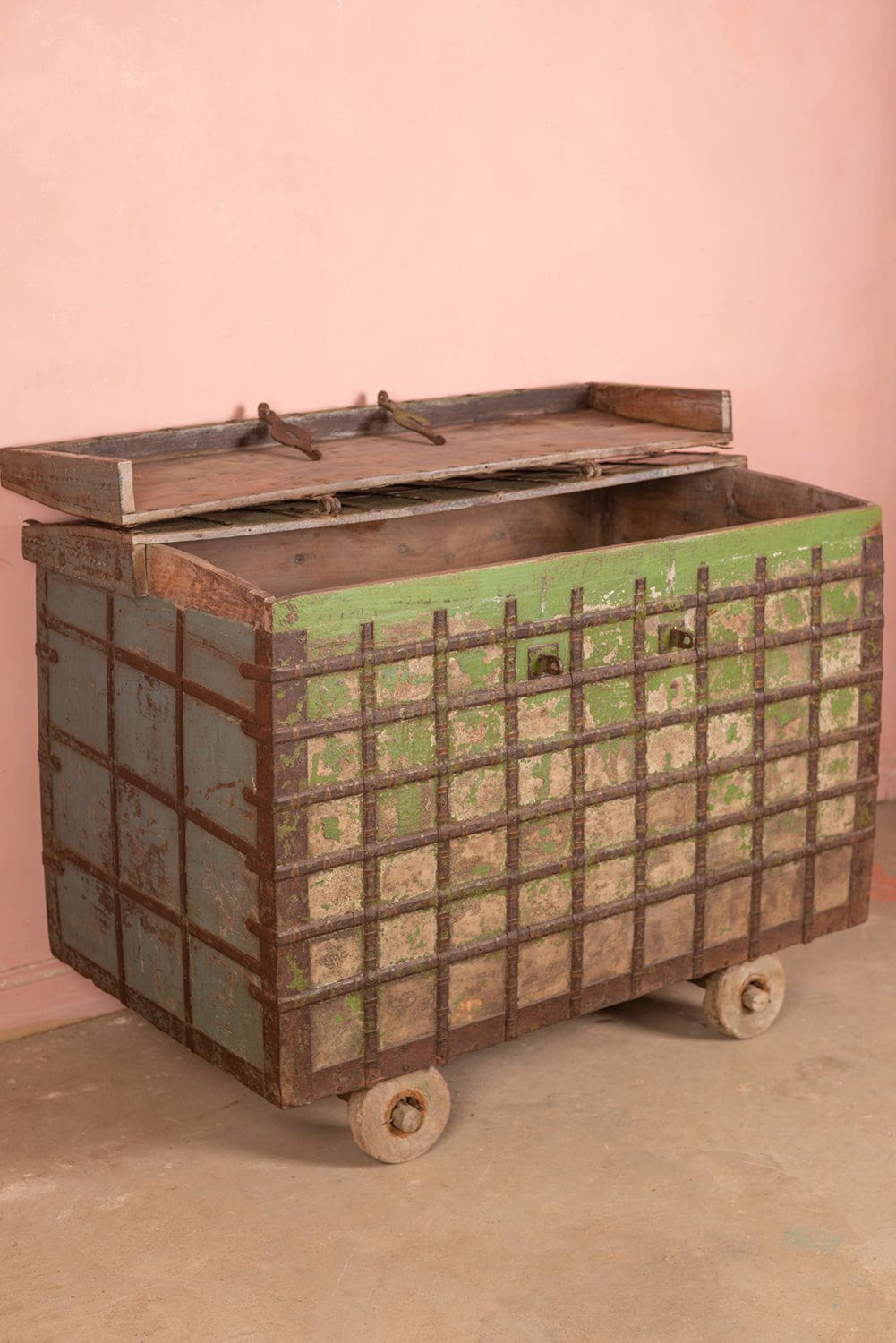 Ian Snow Ltd Vintage Rajasthani Wheel Chest