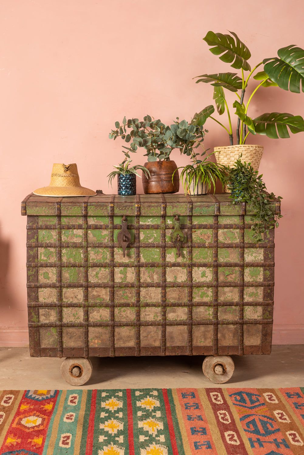 Ian Snow Ltd Vintage Rajasthani Wheel Chest