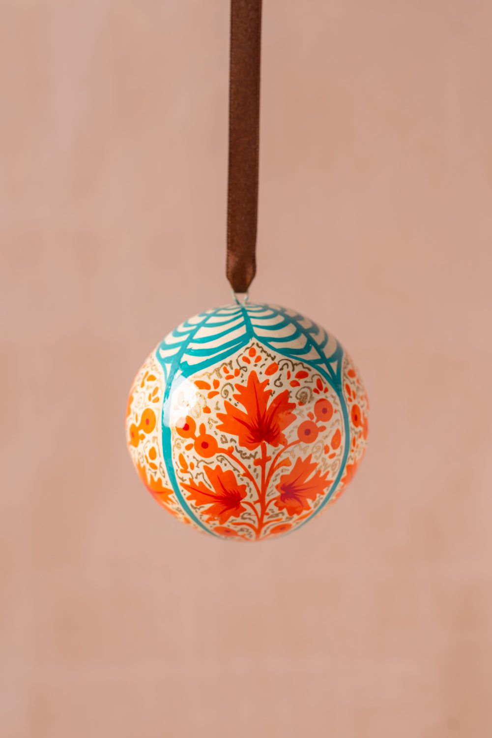 Ian Snow Ltd Cream & Teal Kashmiri Bauble