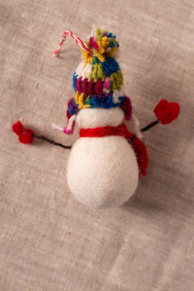 Ian Snow Ltd Felt Snowman with Hat Decoration