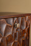 MYAKKA Carved Mango Wood Bedside Cabinet