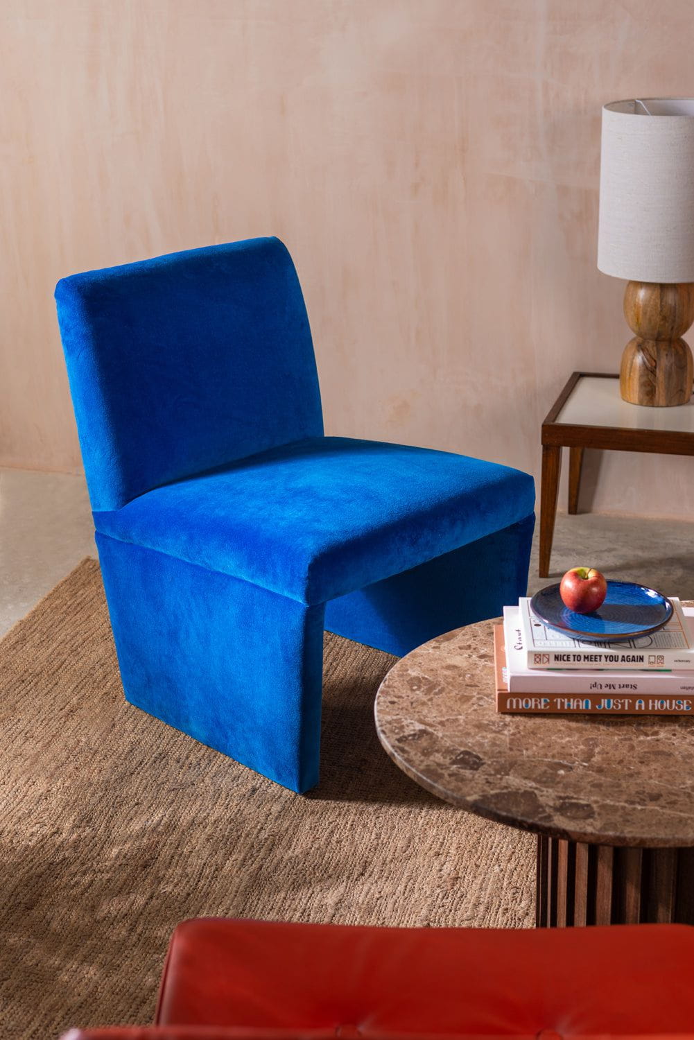 MYAKKA French Blue Velvet Upholstered Chair