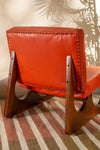 MYAKKA Orange Leather Upholstered Wooden Chair