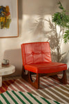 MYAKKA Orange Leather Upholstered Wooden Chair