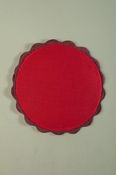 MYAKKA Round Block Colour Cotton Cushion Cover Crimson / Unfilled