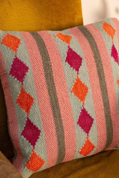 MYAKKA Pink and Green Wool Cushion Cover