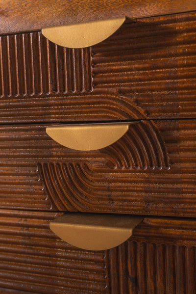 MYAKKA Swirl Design Mango Wood Bedside Drawers