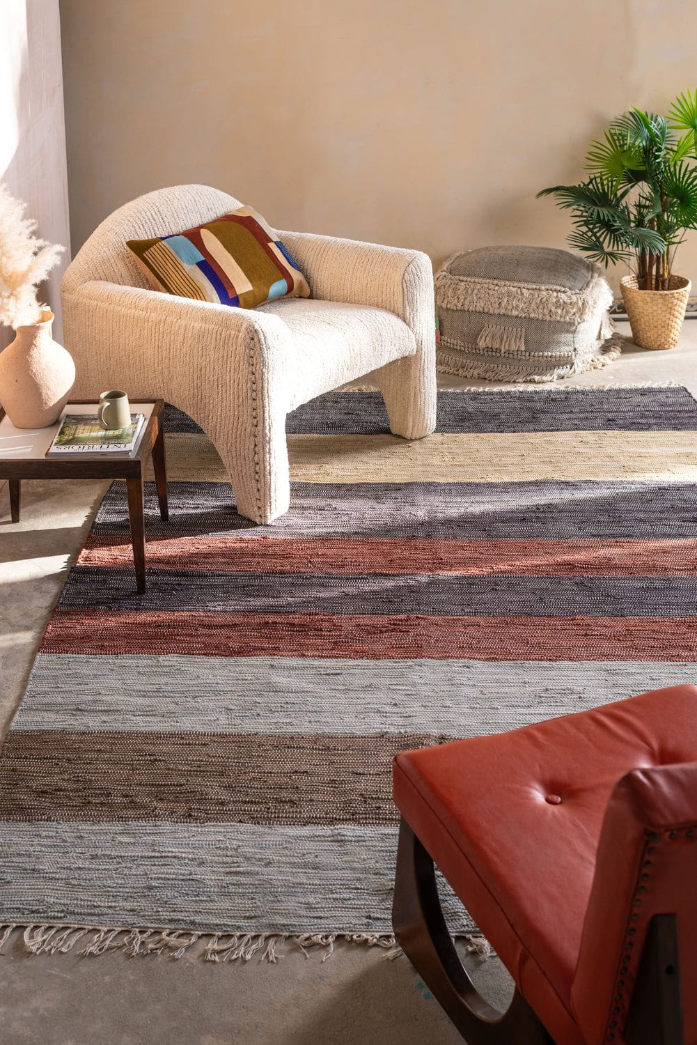 MYAKKA Hygge Tones Striped Large Recycled Rug