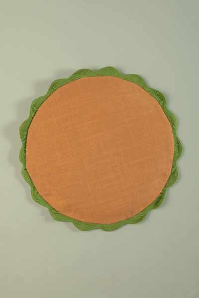 MYAKKA Round Block Colour Cotton Cushion Cover Rust / Unfilled