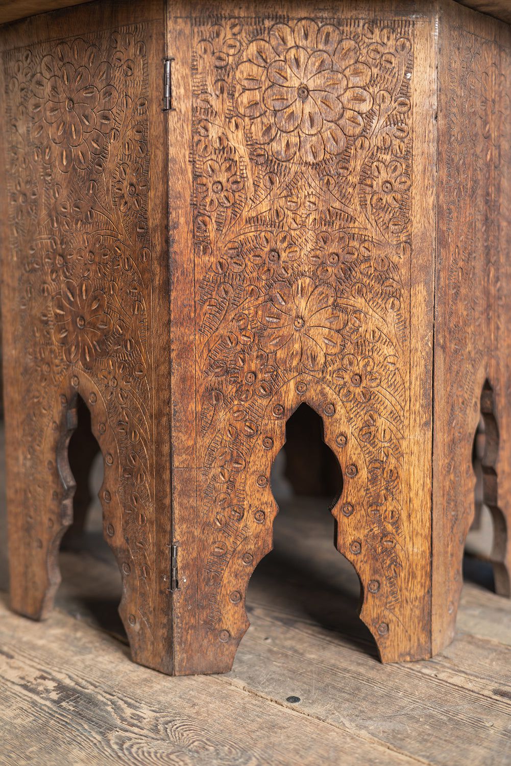 MYAKKA Teak Octagonal Carved Side Table