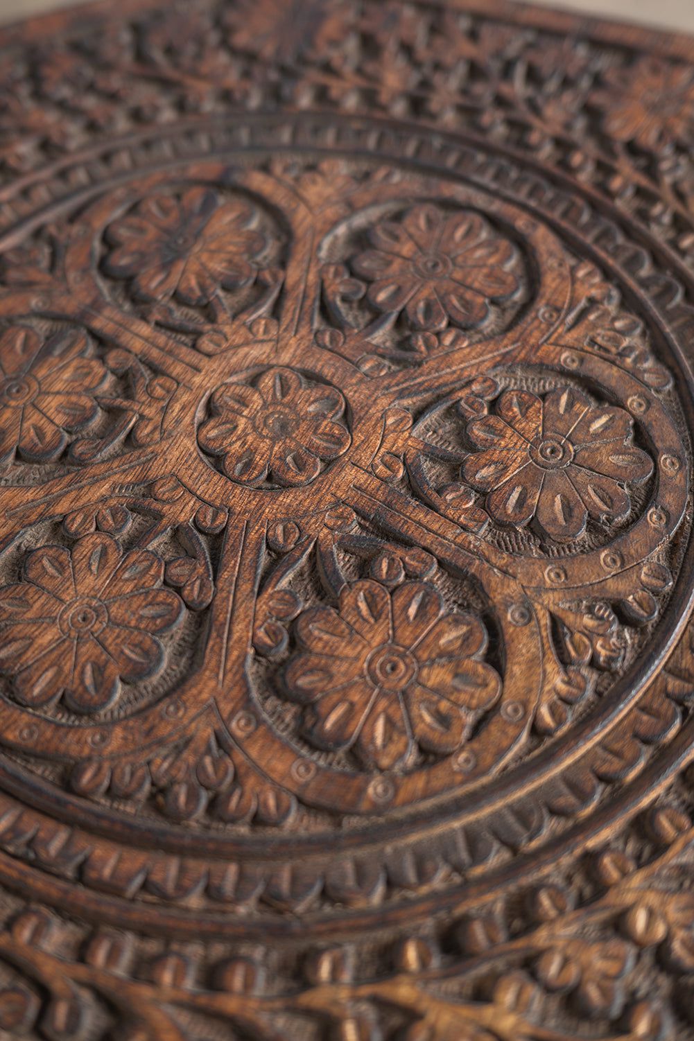MYAKKA Teak Octagonal Carved Side Table