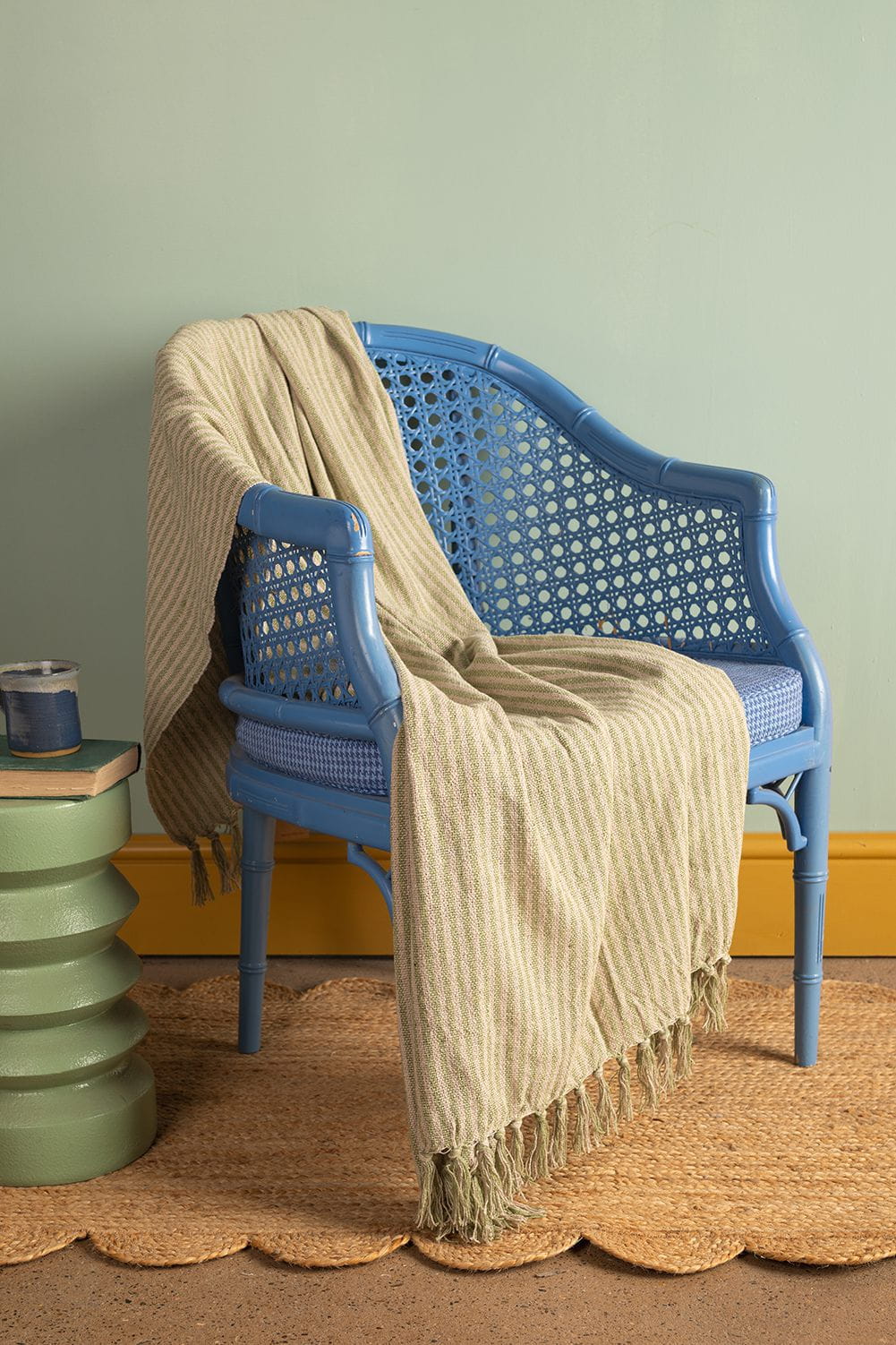 MYAKKA Green Stripe Recycled Cotton Throw