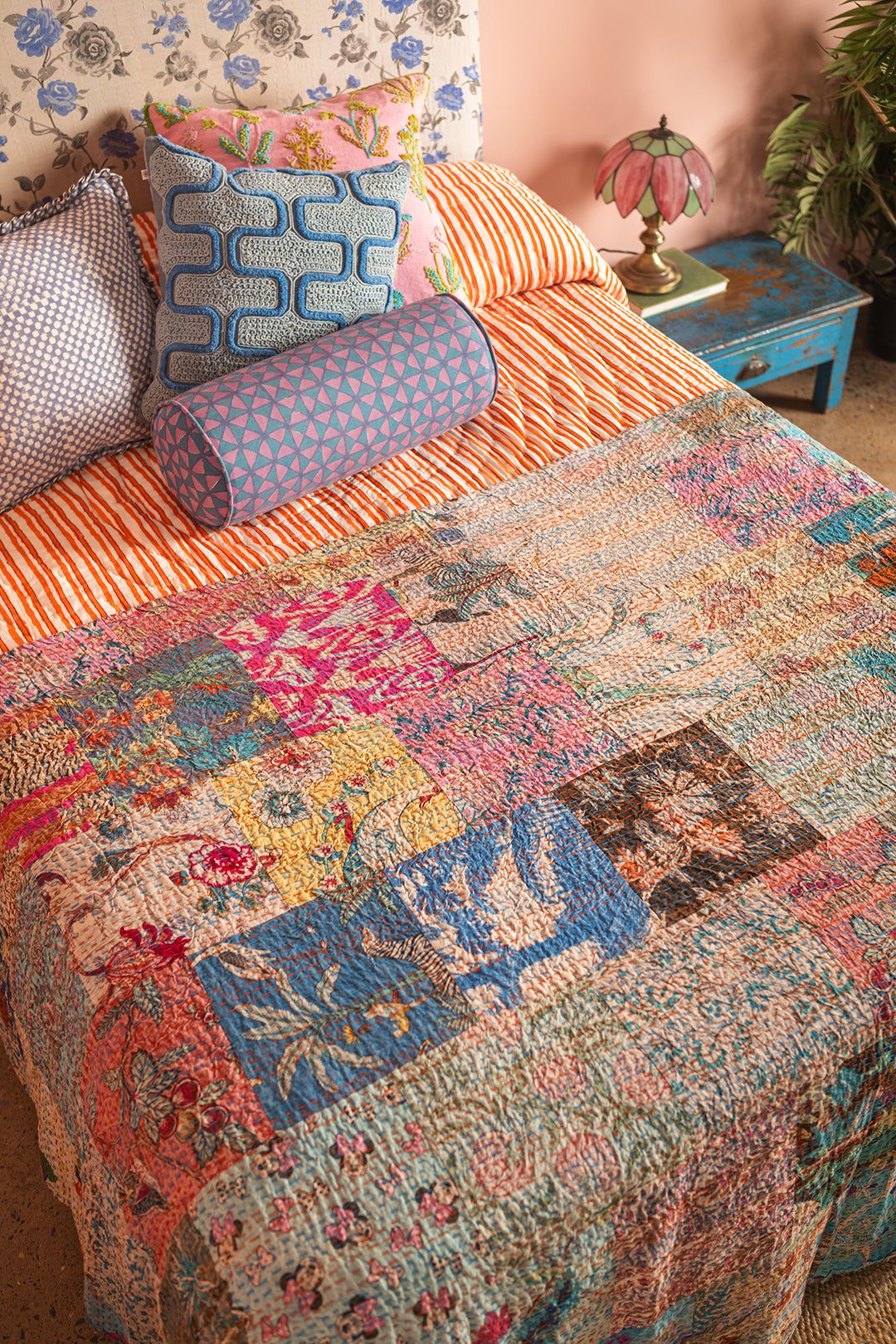 MYAKKA Lola Patchwork Kantha Bed Throw