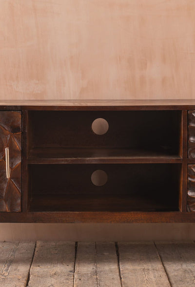 MYAKKA Carved Mango Wood TV Cabinet