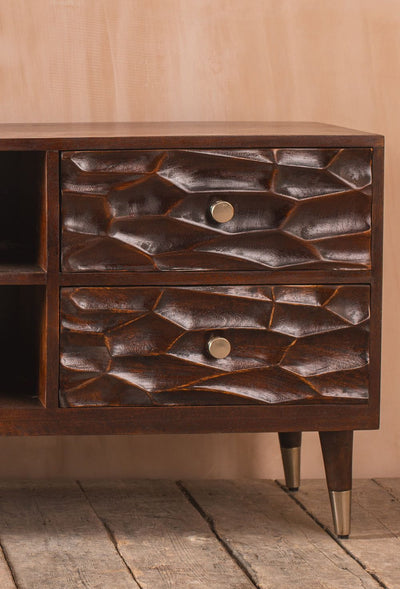 MYAKKA Carved Mango Wood TV Cabinet