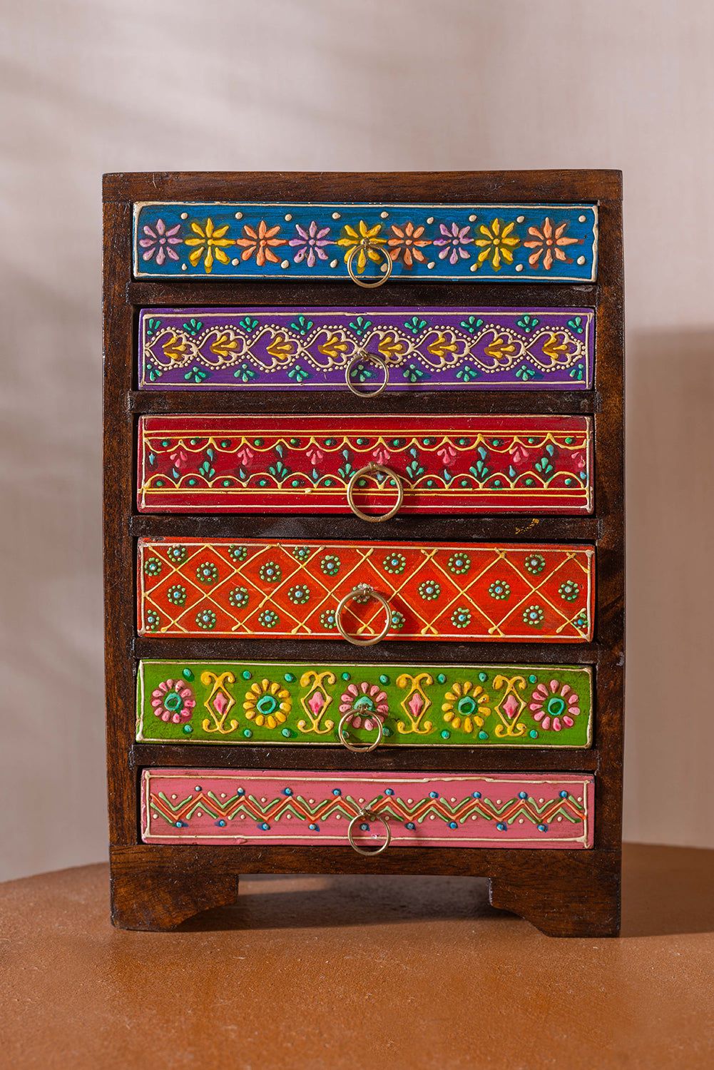 MYAKKA Mehandi Embossed Six Drawer Chest