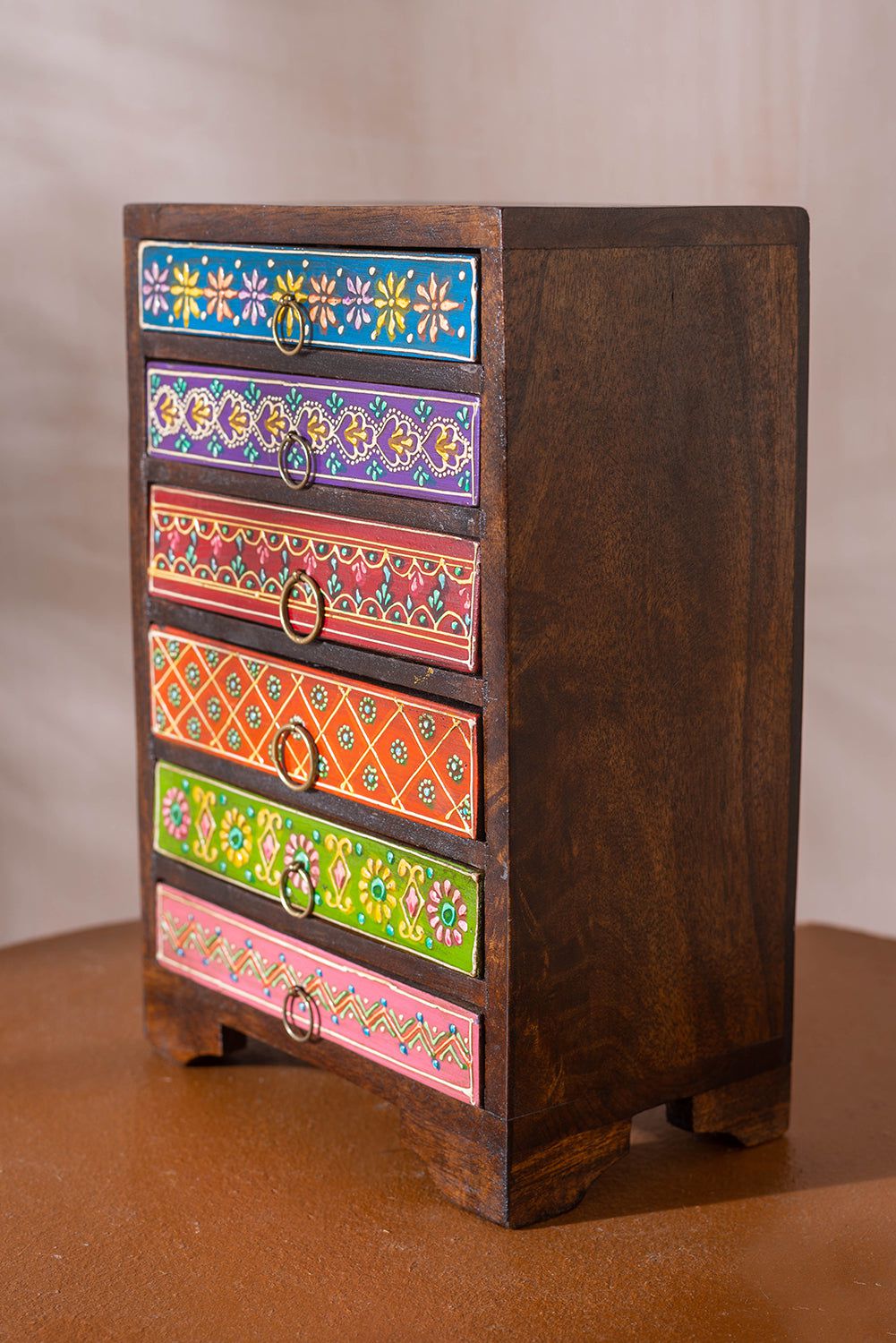 MYAKKA Mehandi Embossed Six Drawer Chest