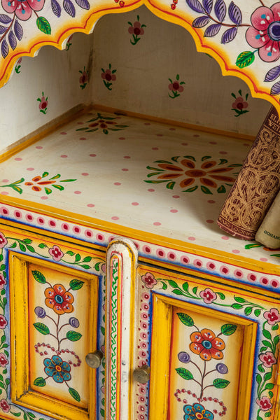Ian Snow Ltd Cream & Yellow Hand Painted Bedside Table