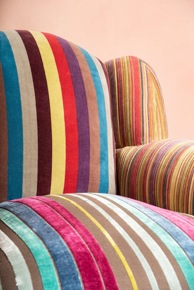 Ian Snow Ltd Fandango Striped Velvet Armchair
