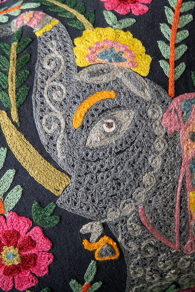 Ian Snow Ltd Black Dancing Elephant Cushion