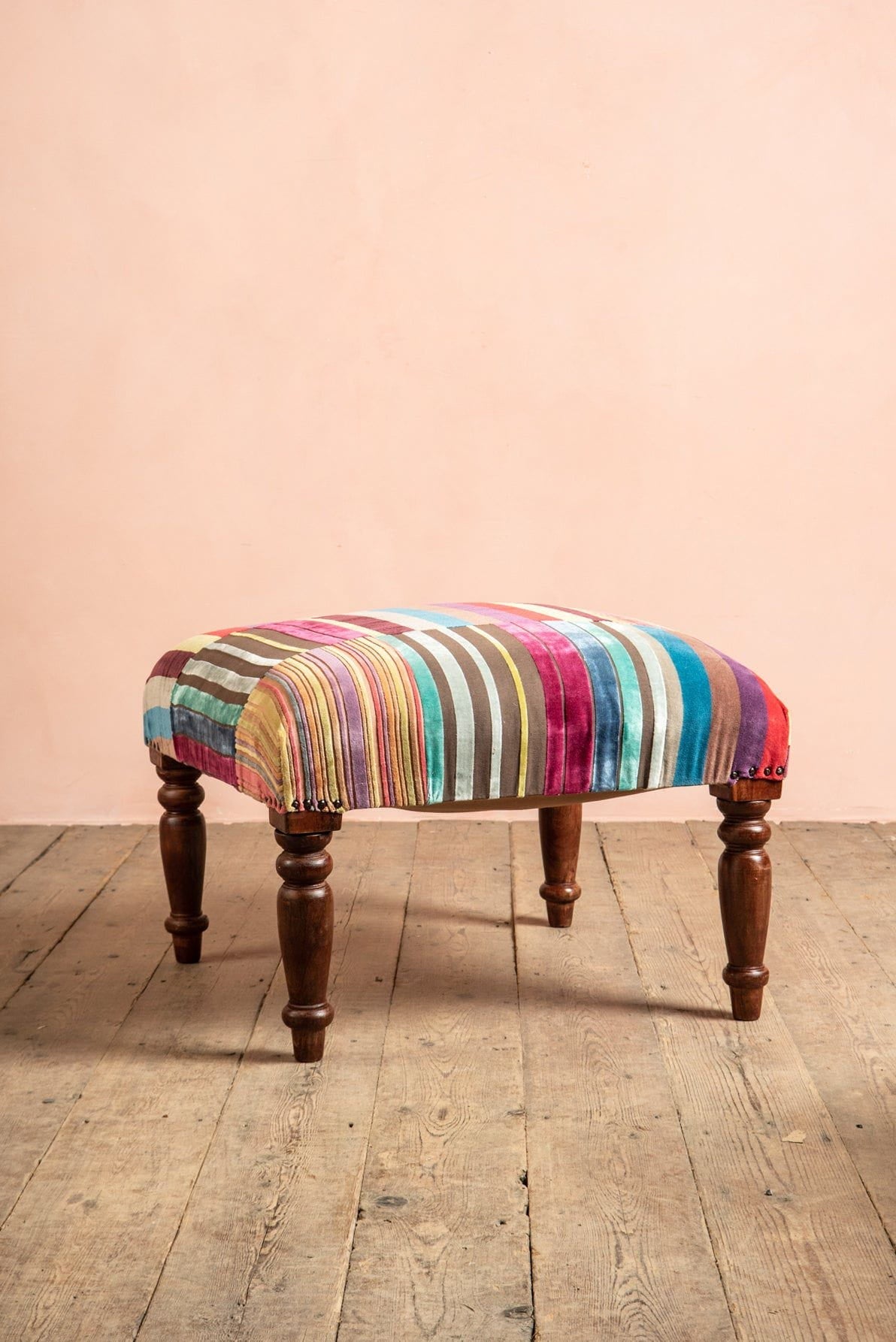 Ian Snow Ltd Fandango Striped Velvet Footstool