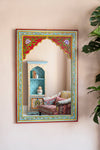 Ian Snow Ltd Red & Blue Hand Painted Arched Mirror