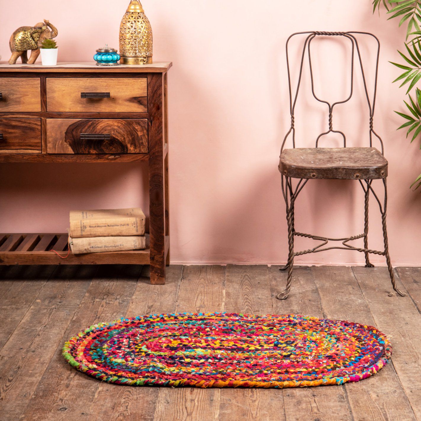 Ian Snow Ltd Multicoloured Plaited Rag Rug