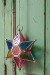 MYAKKA Multi Coloured Iron & Glass Hanging Star Lantern