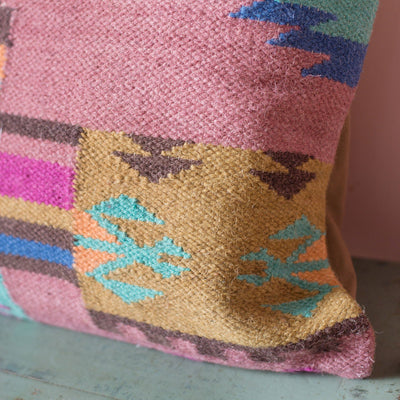 MYAKKA Pink & Soft Tones Kilim Cushion Cover
