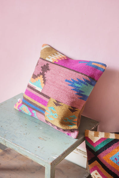 MYAKKA Pink & Soft Tones Kilim Cushion Cover
