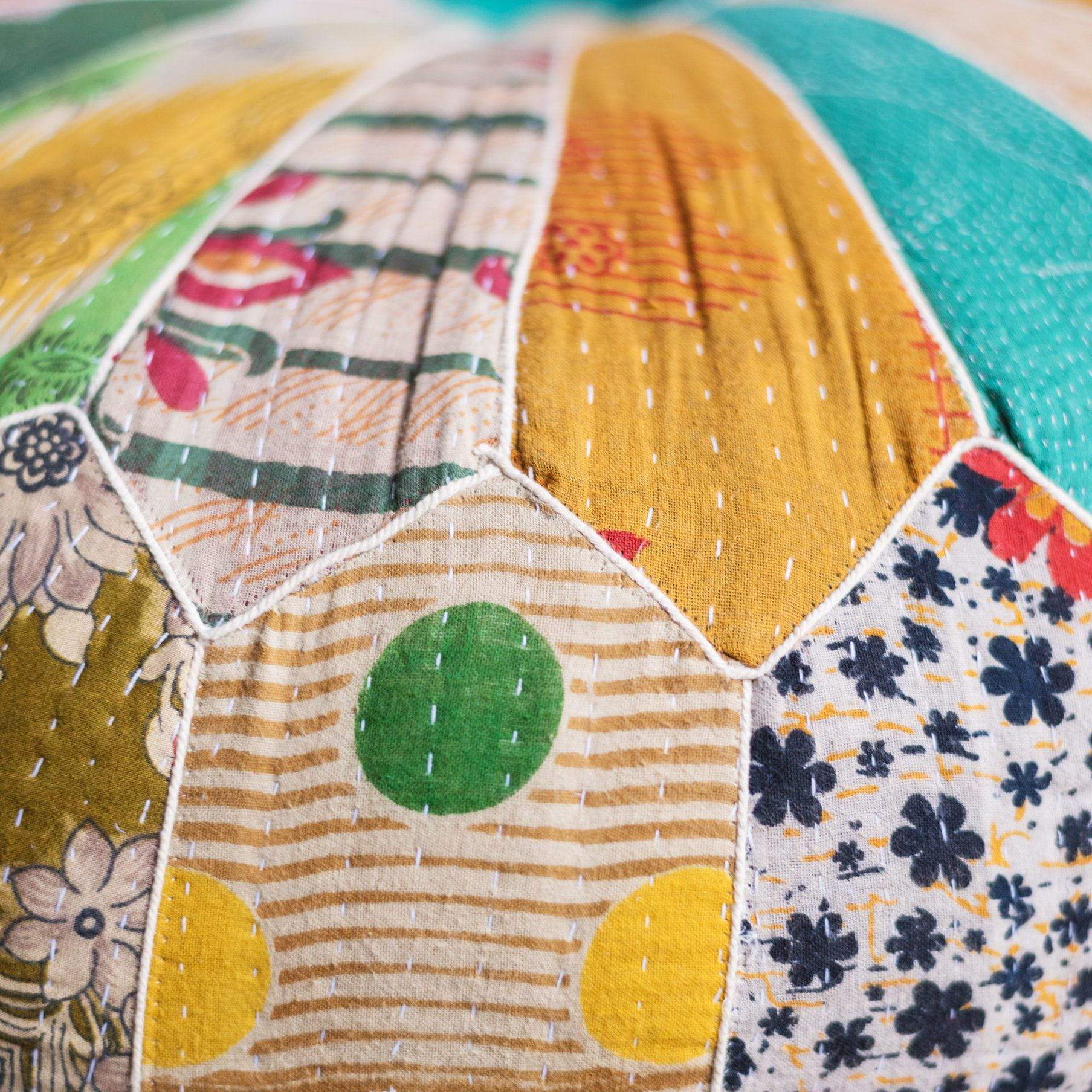 MYAKKA Vintage Fabric Patchwork Pouffe