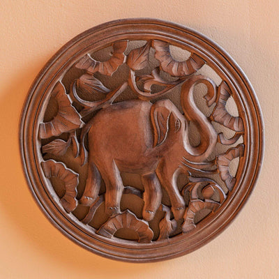 MYAKKA Round elephant wall panel